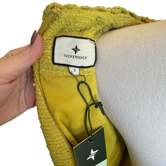 TUCKERNUCK - NWT Chartreuse Tweed Jackie O Classic Vintage Dress Sz S - Picture 7 of 10